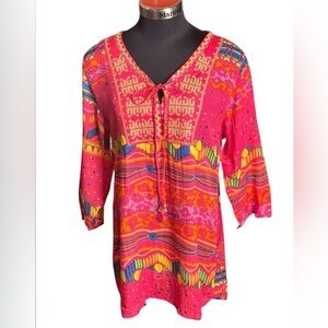 Advance Apparel Women's Colorful Bohemian Tunic Size Medium
